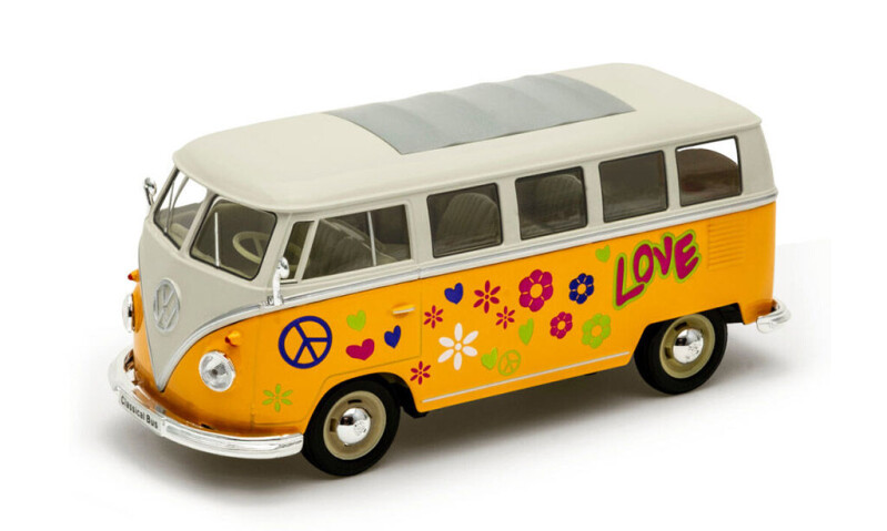 Welly Volkswagen T1 Bus (1963) Love & Peace 1:24 Oranžový